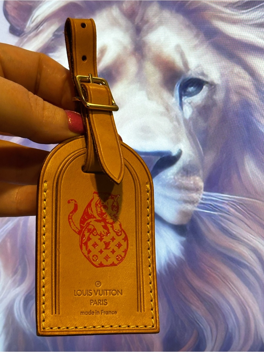 Louis Vuitton Year of the Tiger Hot Stamp Vachetta Luggage Tag Made in France